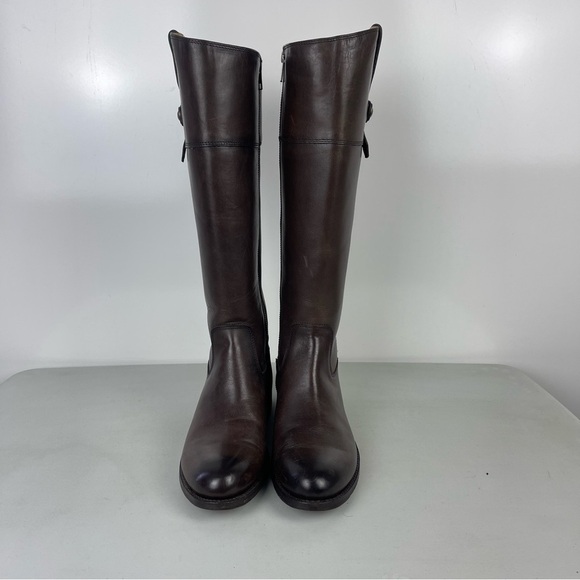 FRYE Jayden Button Tall Riding Boots Brown Leather Women's Size 8.5B - Picture 6 of 13